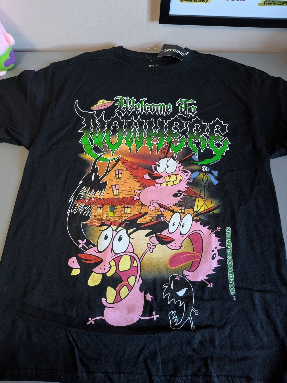 Hot Topic Cartoon Network Courage the Cowardly Dog Black Graphic Tee